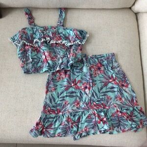 1st Kiss Kids Floral Set - Teal and Red